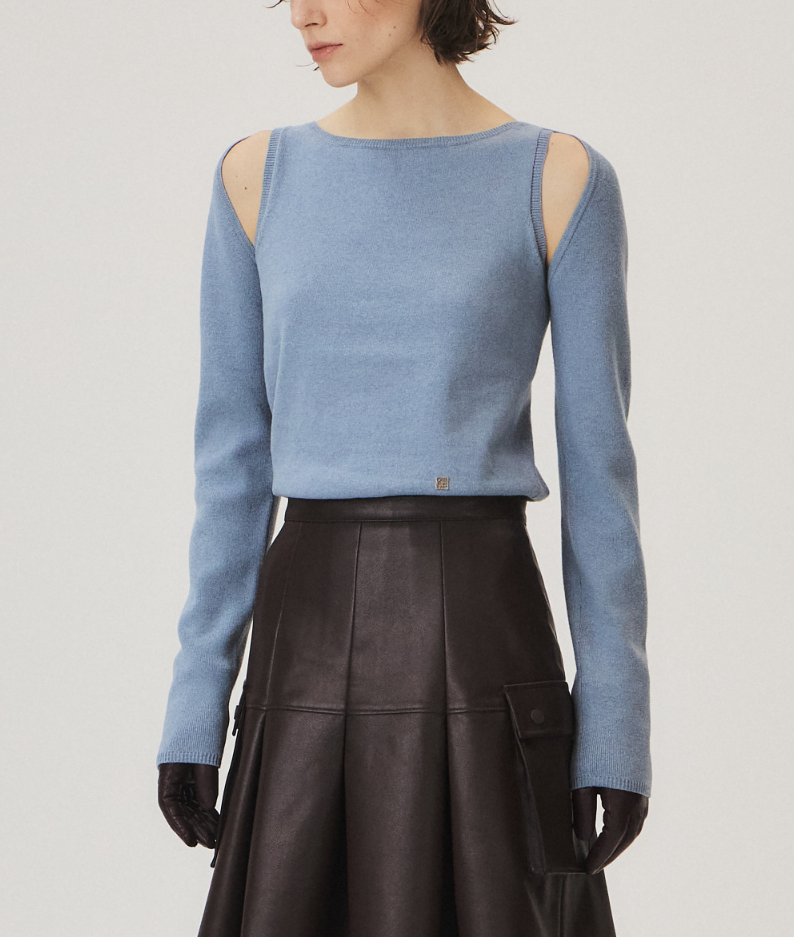 260228 김하늘 인스타그램 KUMÉ 쿠메 하늘색 볼레로 가디건 니트 세트