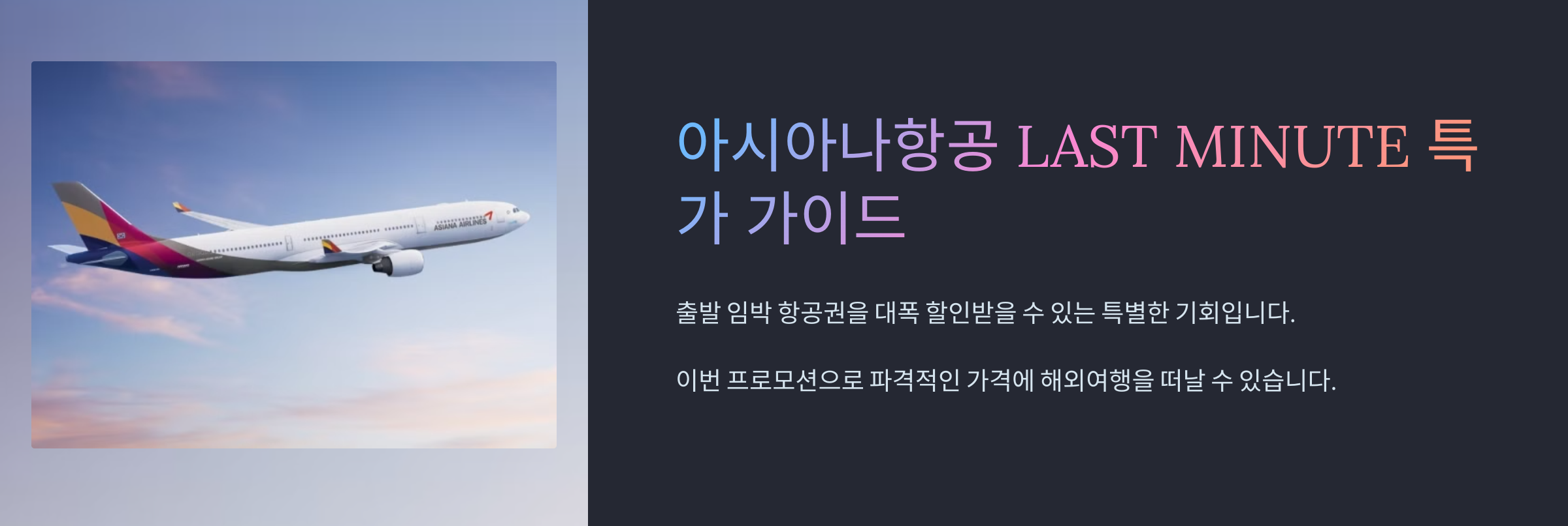 아시아나항공 땡처리 항공권 특가 판매