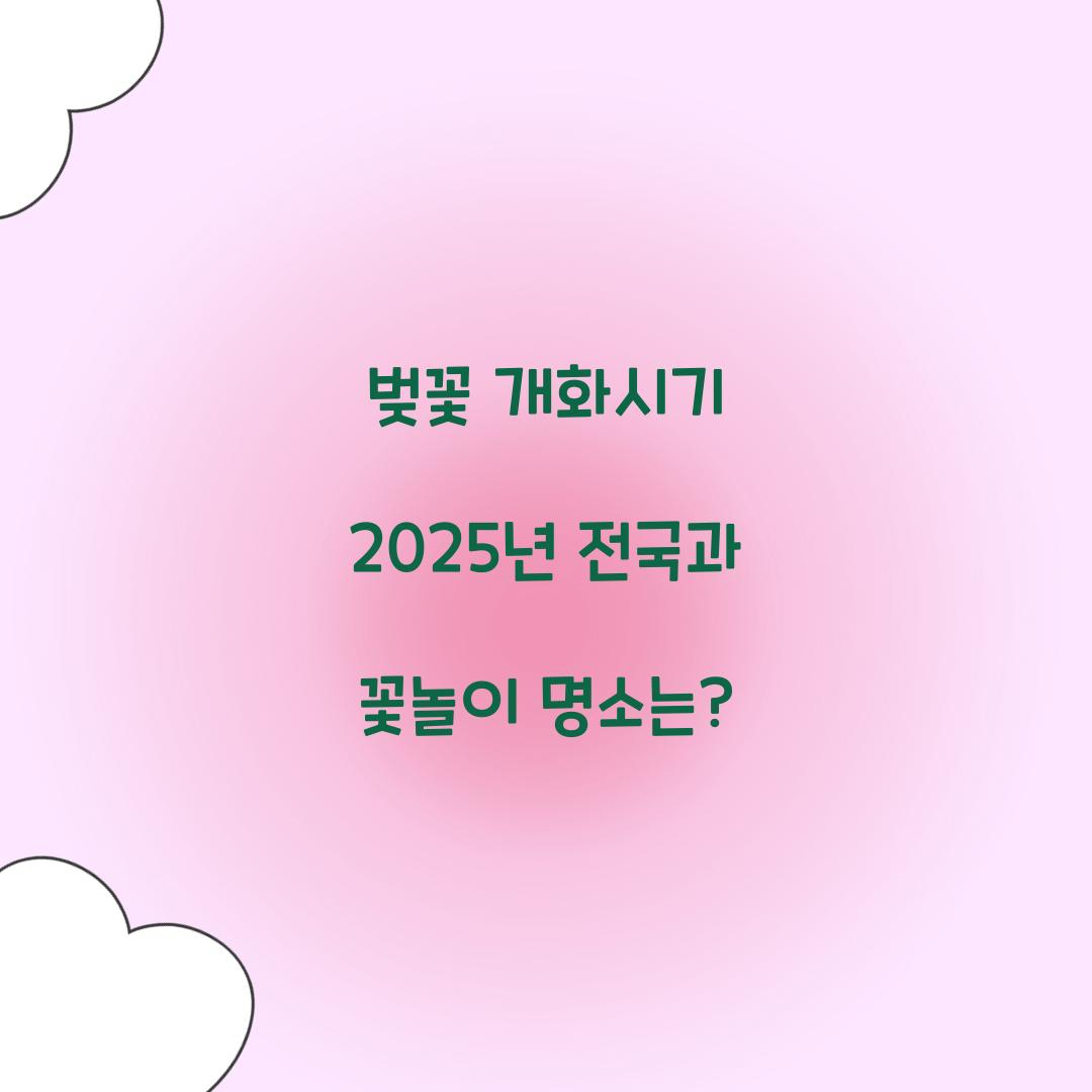벚꽃 개화시기 2025년 전국