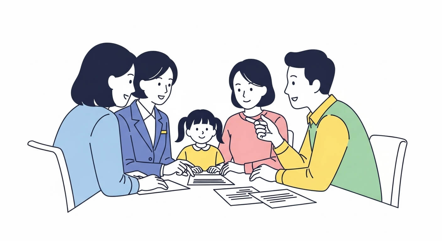 담당자와 부모가 자녀장려금 관련 질문을 상담 장면 3