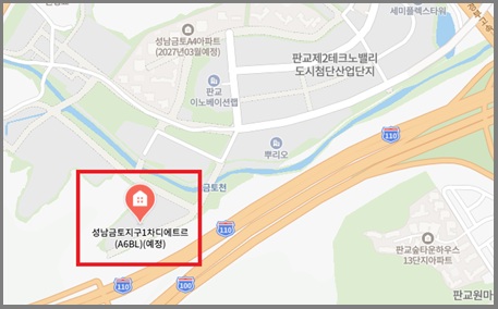 성남 금토지구 1차 디에트르 위치