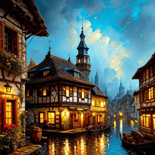 Playground AI로 생성한 그림(2) - 17세기 유럽의 마을 풍경