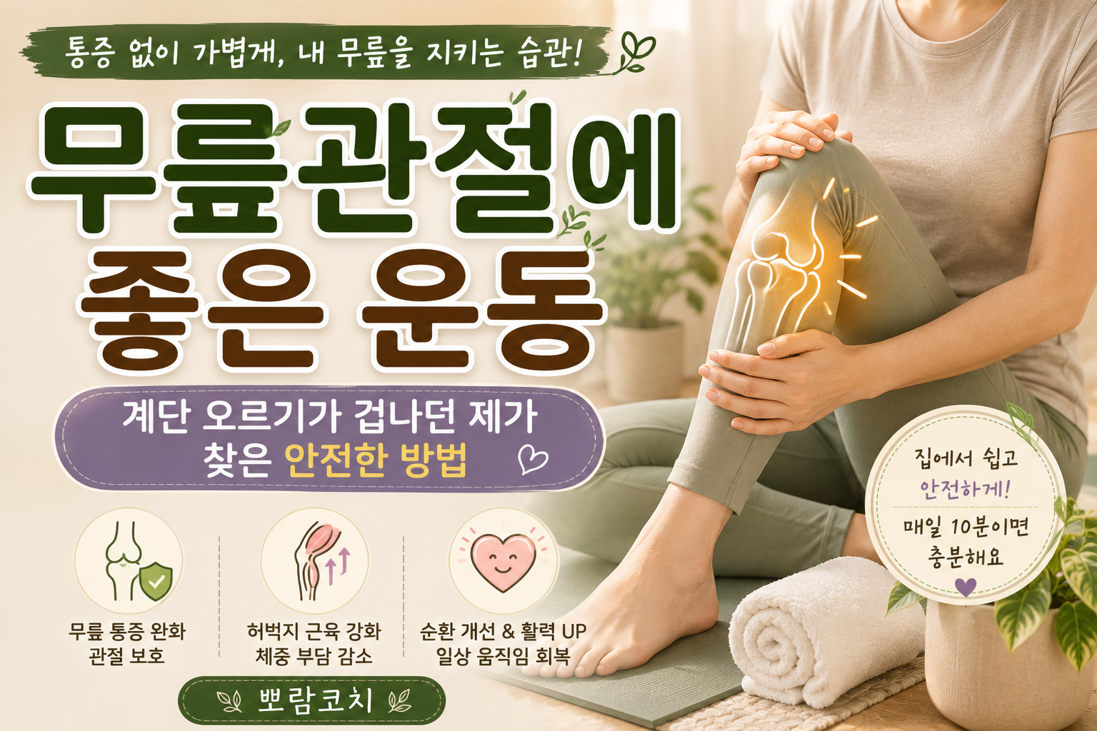 햇살이 잘 드는 거실 원목 의자에 편안한 베이지색 옷을 입고 바르게 앉아 있는 모습