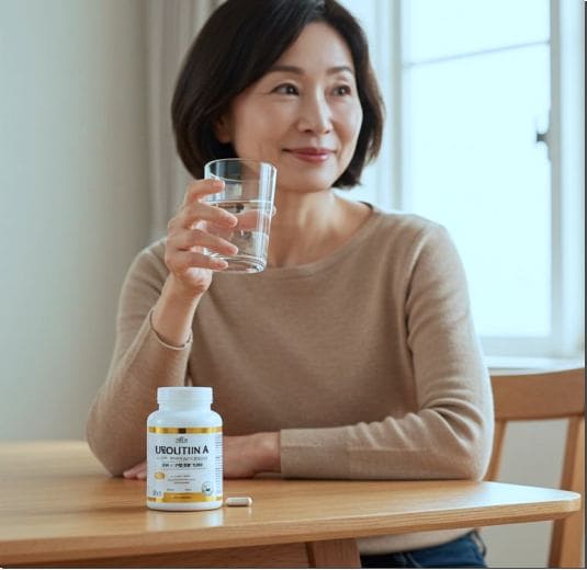 유로리틴 A 복용법과 주의점, 유로리틴 A 복용하는 중년 여성 사진