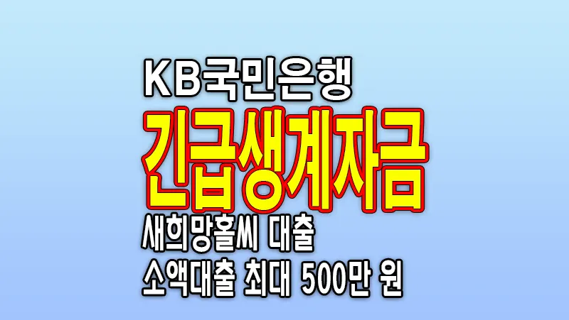 KB국민은행 새희망홀씨 긴급생계자금 소액대출