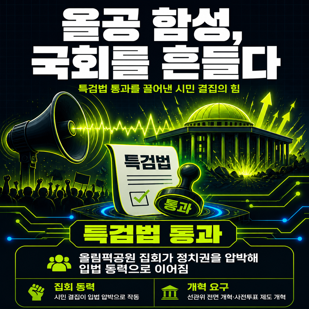 올공 함성, 국회를 흔들다