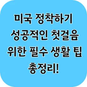 미국 정착하기 - 성공적인 첫걸음을 위한 필수 생활 팁 총정리!