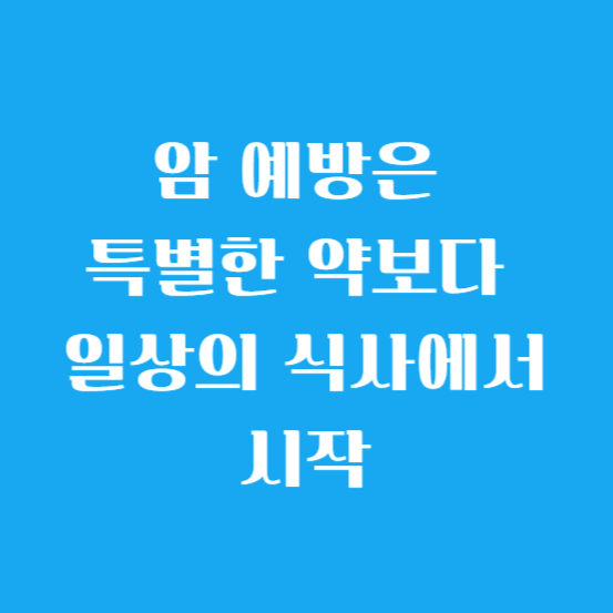 암 예방은 특별한 약보다 일상의 식사에서 시작