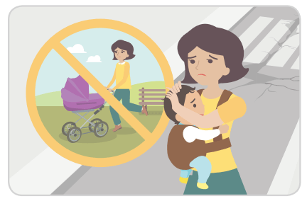 유모차보다는 아기띠를 사용하세요.