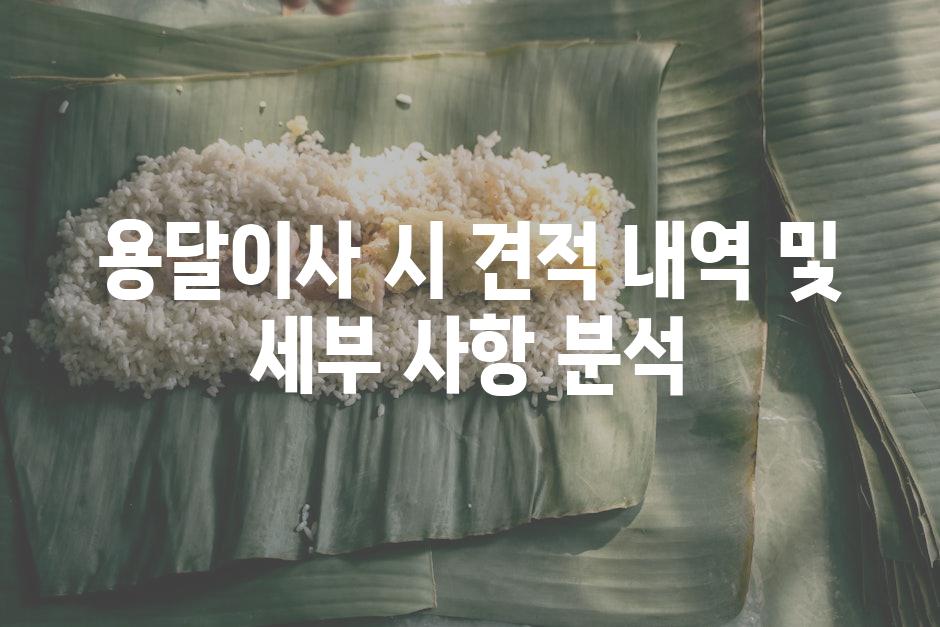 용달이사 시 견적 내역 및 세부 사항 분석