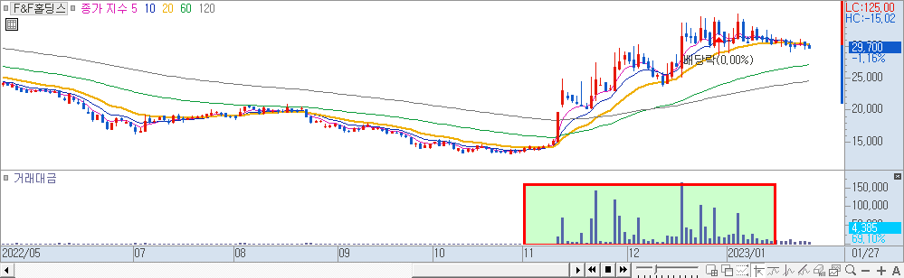 F&F홀딩스 일봉 차트