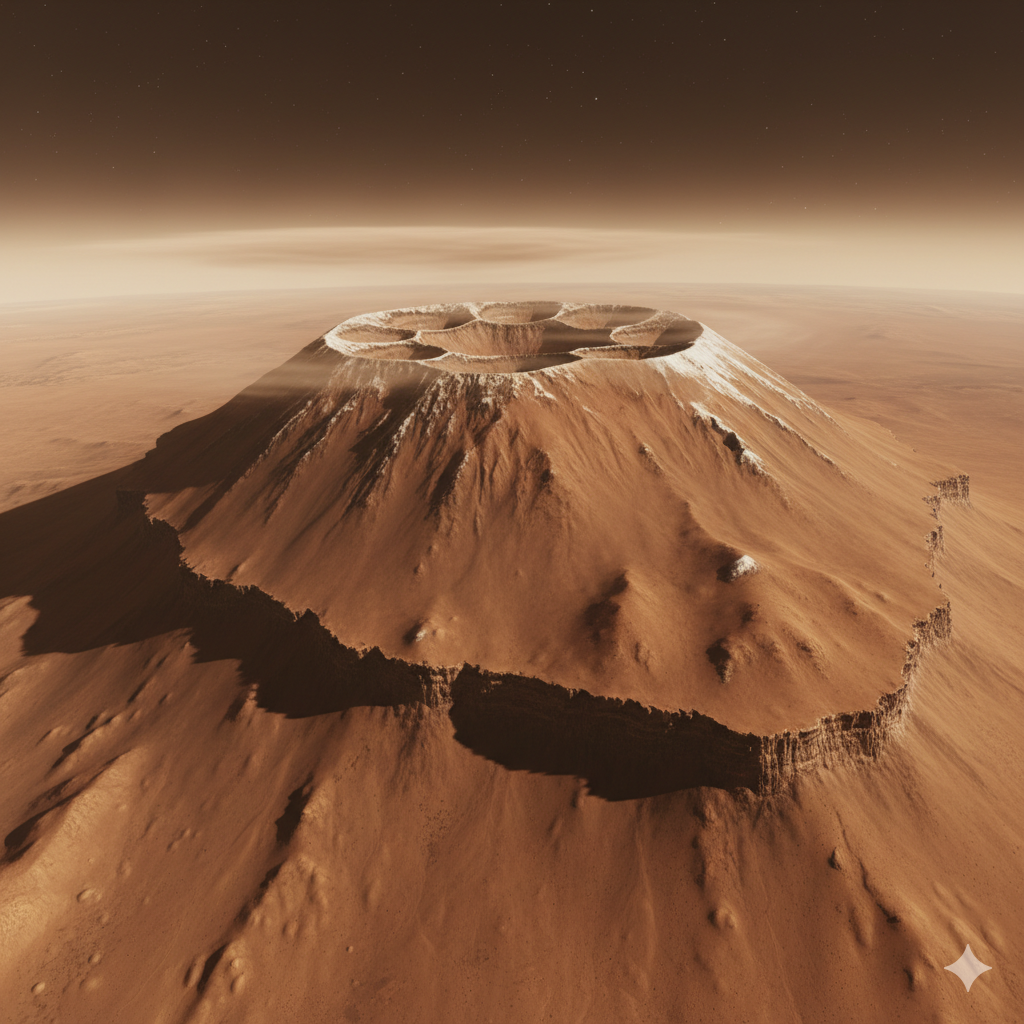 화성의 거대한 화산 올림푸스 몬스의 모습
