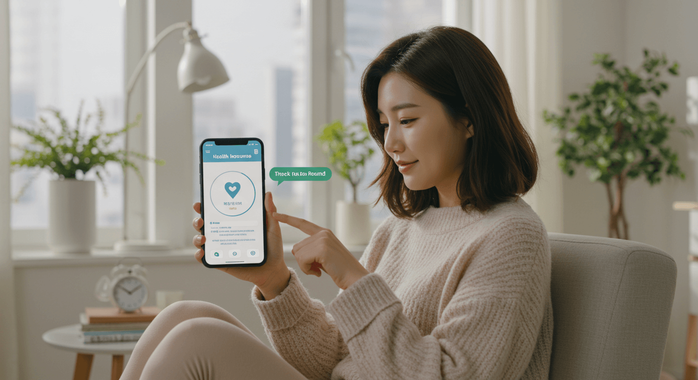 여성이 모바일 앱으로 환급금을 조회&middot;신청하는 장면 3