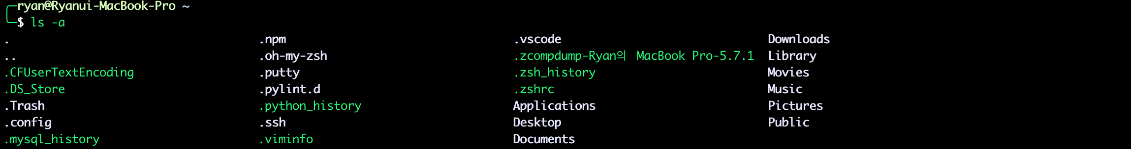 ls -a