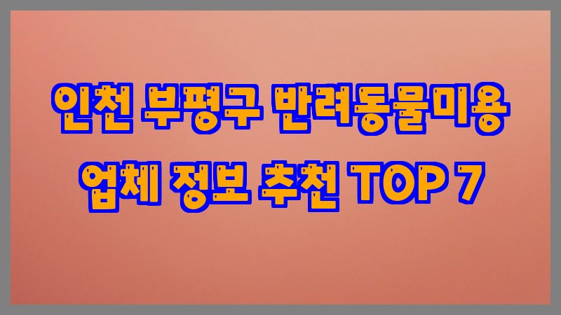 인천 부평구 반려동물미용