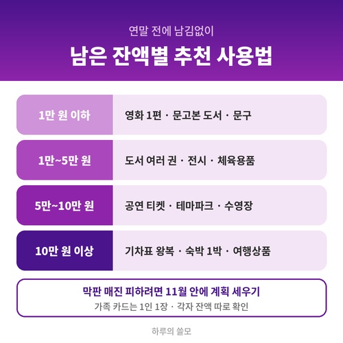 문화누리카드 남은 잔액별 추천 사용법