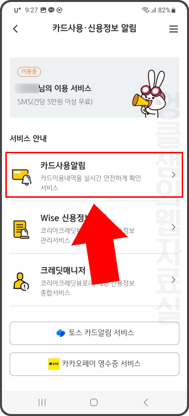 국민카드 사용 알림