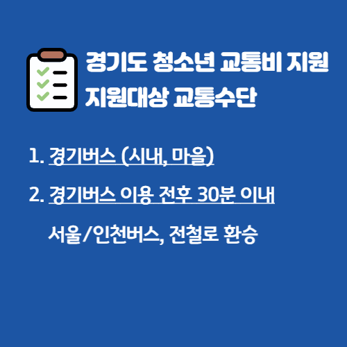 경기도 청소년 교통비 지원