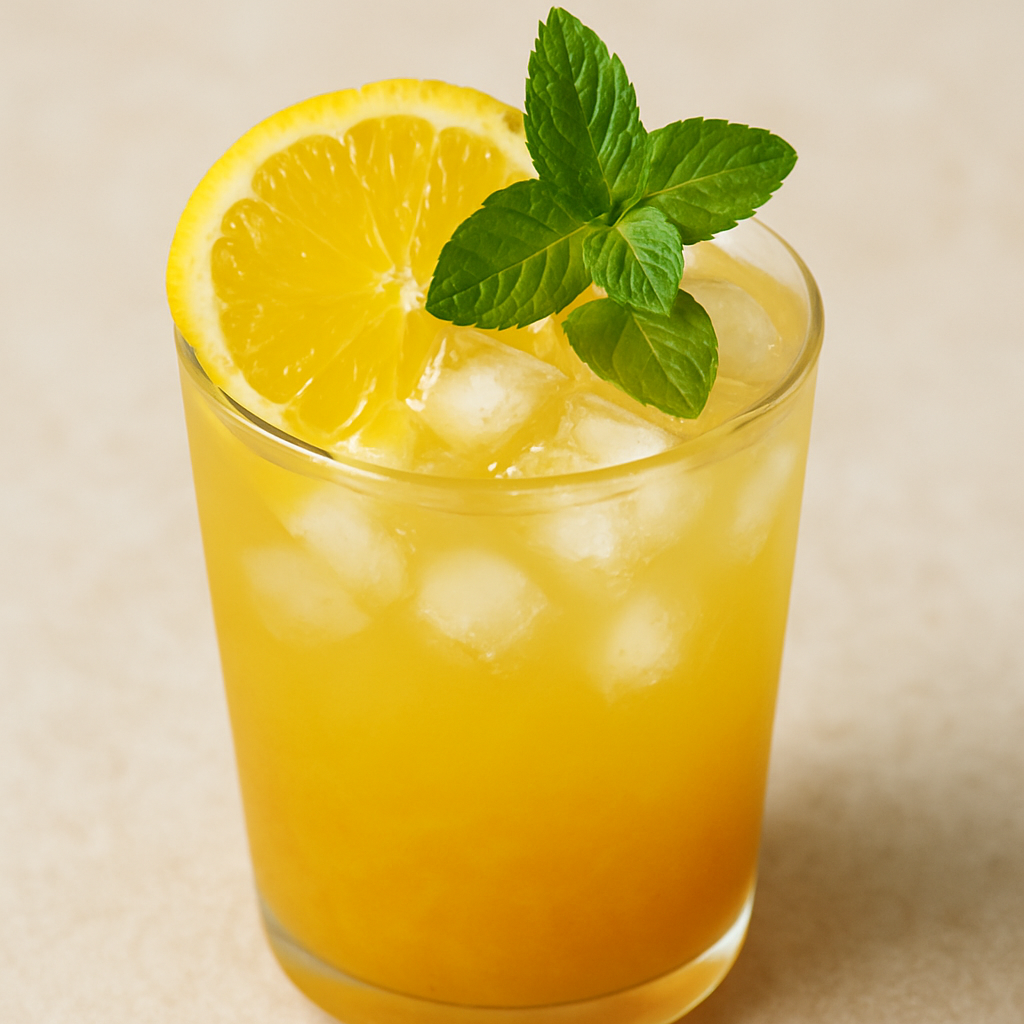 하귤청 에이드와 민트 장식