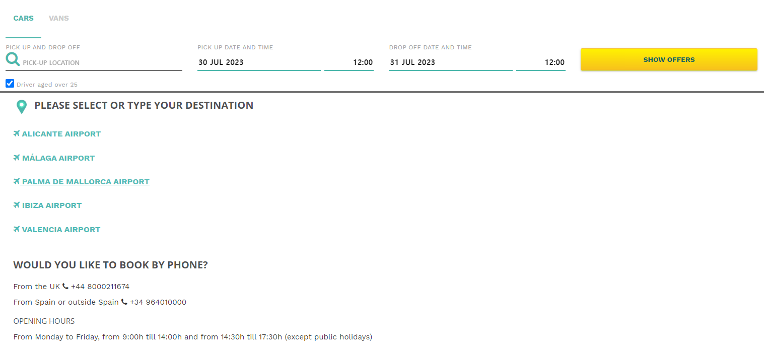 차량 인수 지점 선택