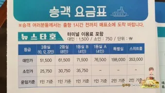 제주도 배편 예약 차량 요금 배편시간표_15