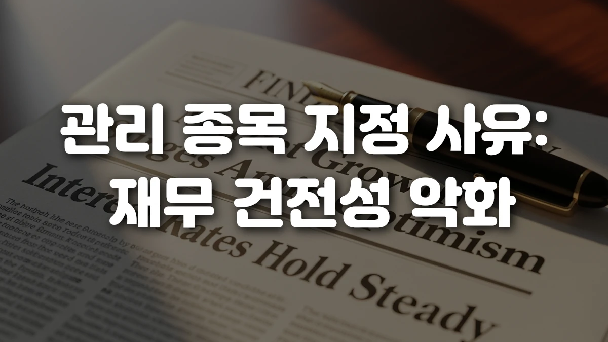 관리 종목 지정 사유 재무 건전성 악화