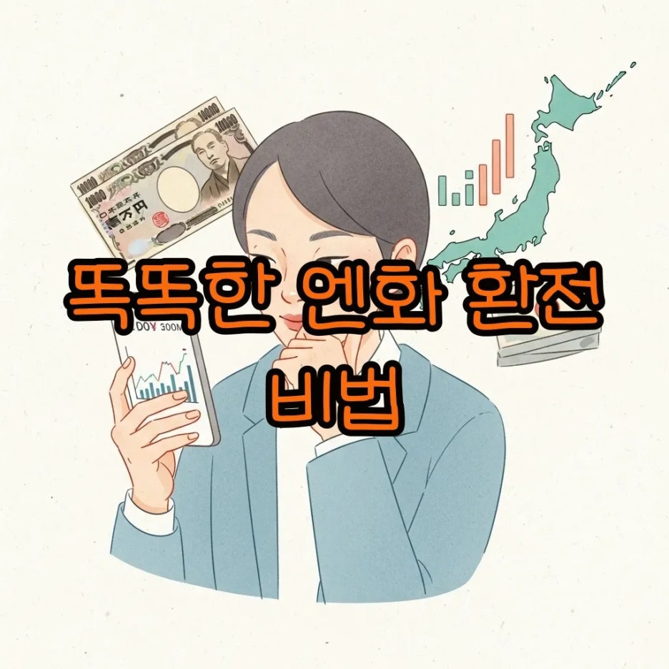 엔화 환율 그래프를 보며 환전을 계획하는 모습