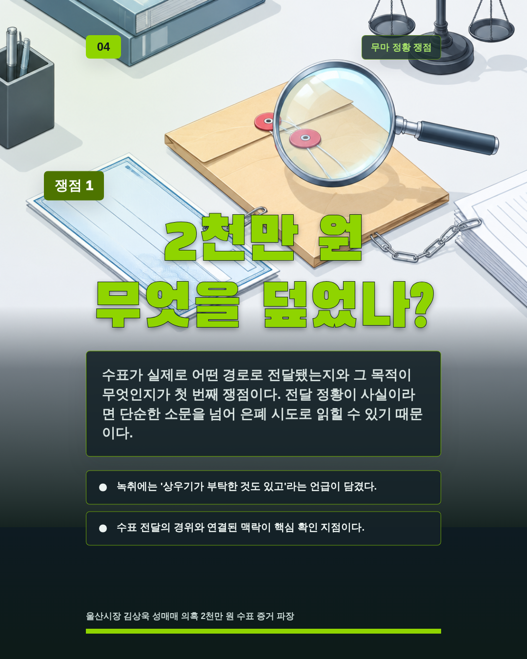 2천만 원 무엇을 덮었나?