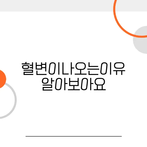 혈변이나오는이유 알아보아요