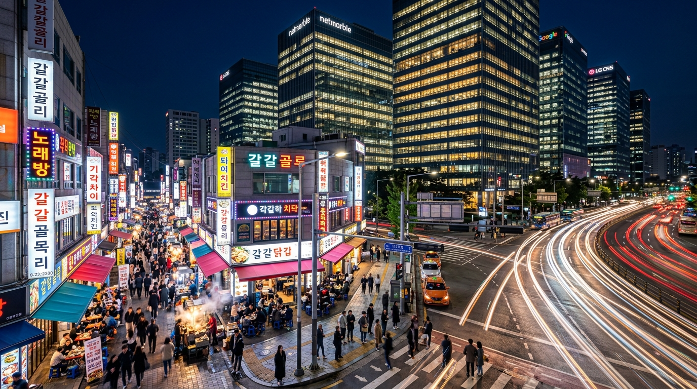 활기찬 구로디지털단지의 밤