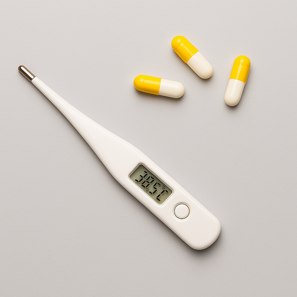 체온계 캡슐약 이미지 사진