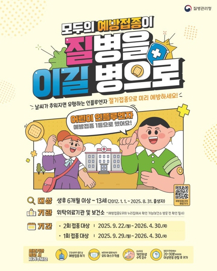 독감예방접종 무료대상 및 접종 시기, 접종후 주의사항 안내