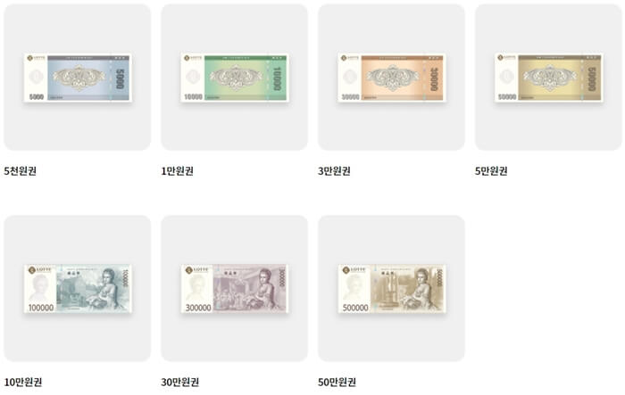 롯데백화점-상품권-종류