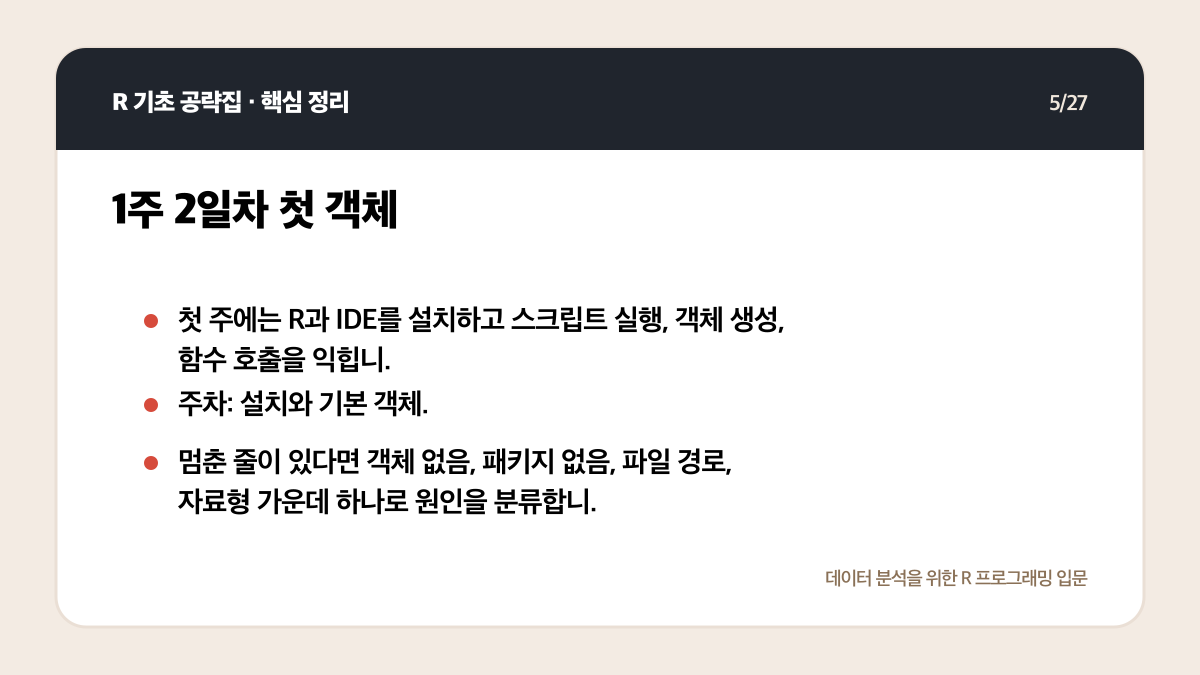 R 무료 강의 독학 계획: 4주 동안 코드가 남는 공부법 핵심 정리 5