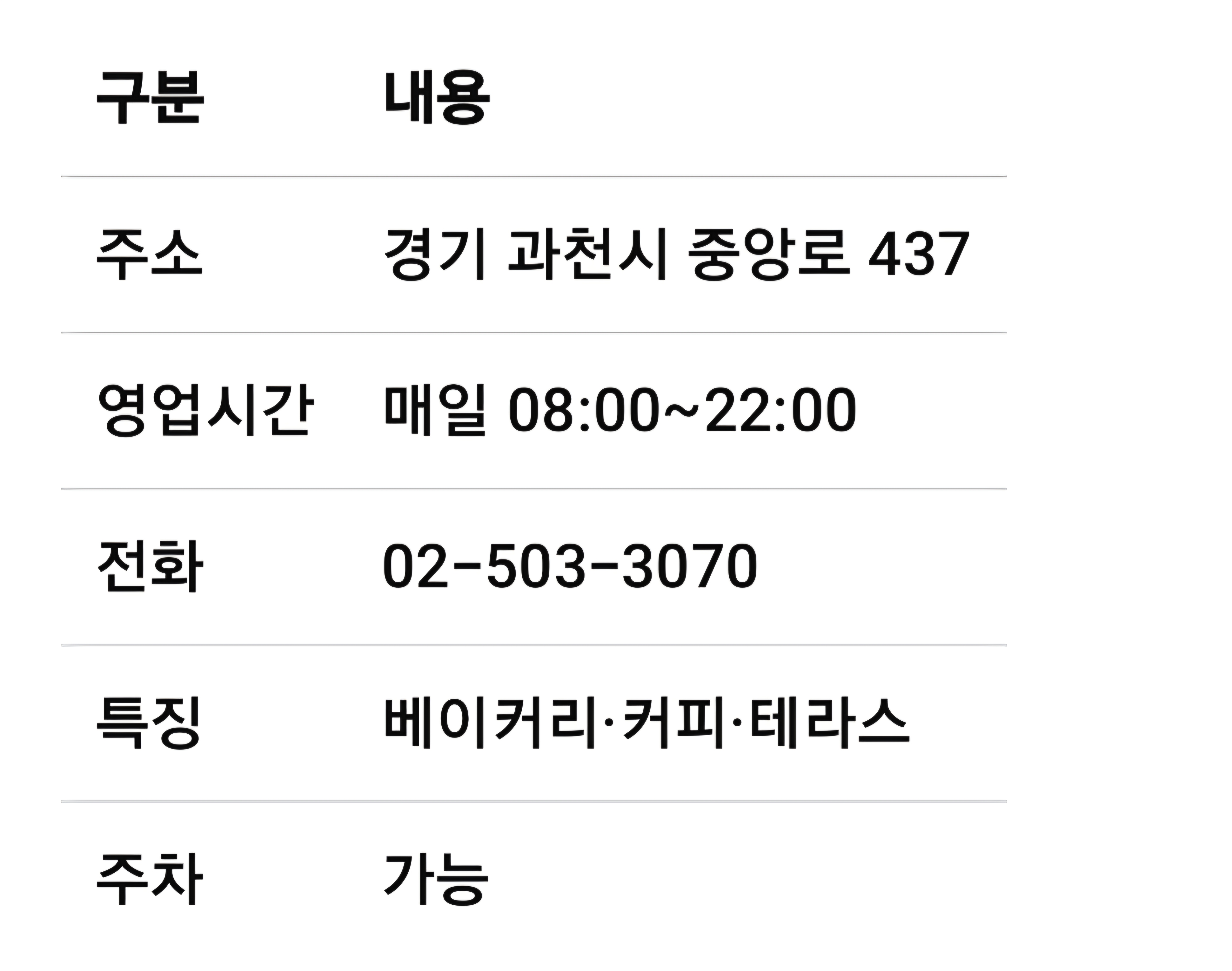 빵공원 기본정보