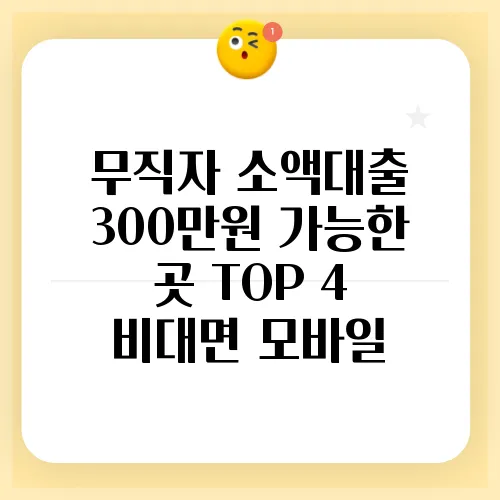 무직자 소액대출 300만원 가능한 곳 TOP 4 비대면 모바일