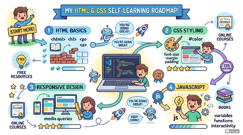 HTML/CSS 독학 로드맵 완전 정복: 비전공자가 6개월 만에 실력 키우는 무료 학습 사이트와 도구 모음 참고 이미지