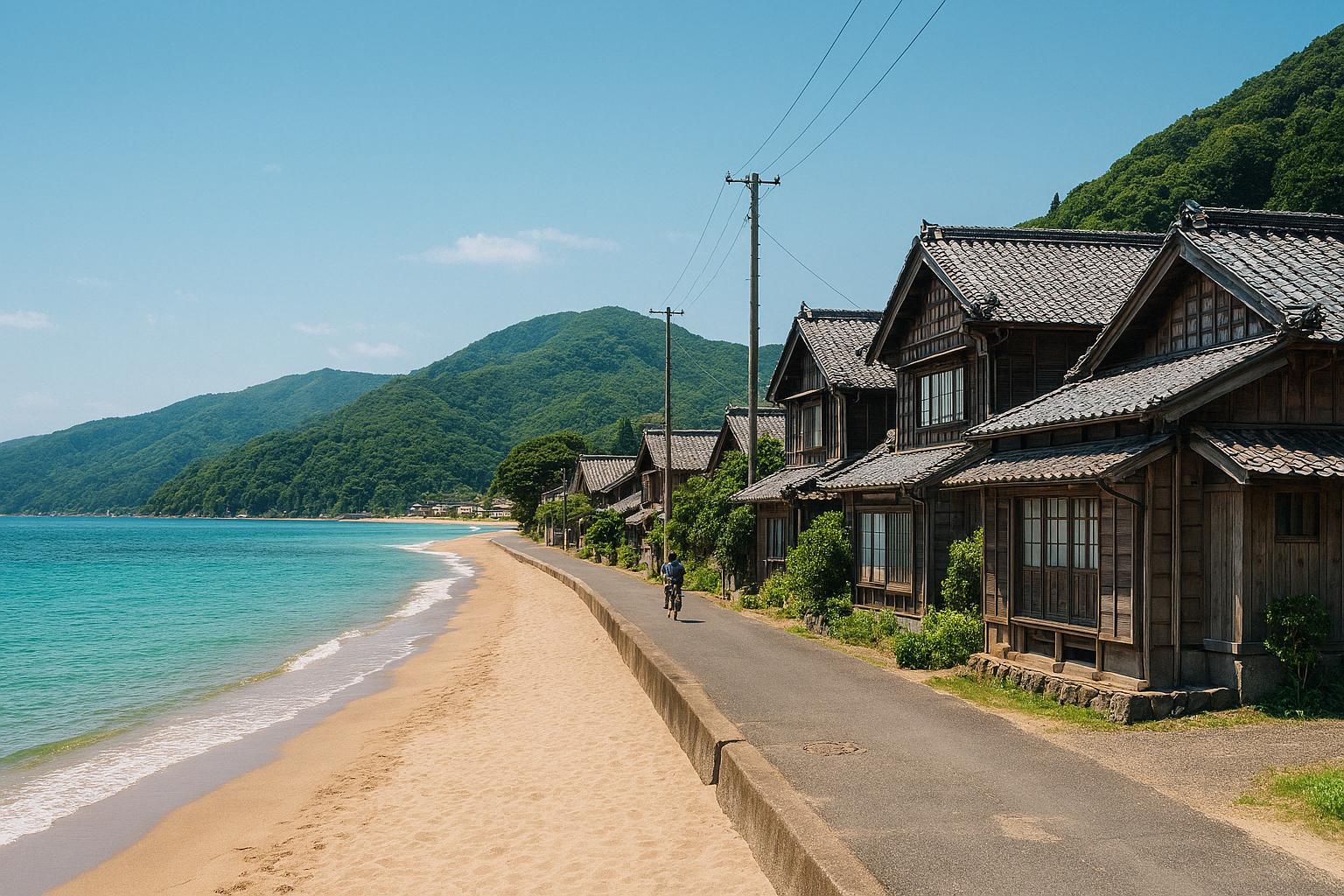 일본 소도시의 한적한 김성 이미지