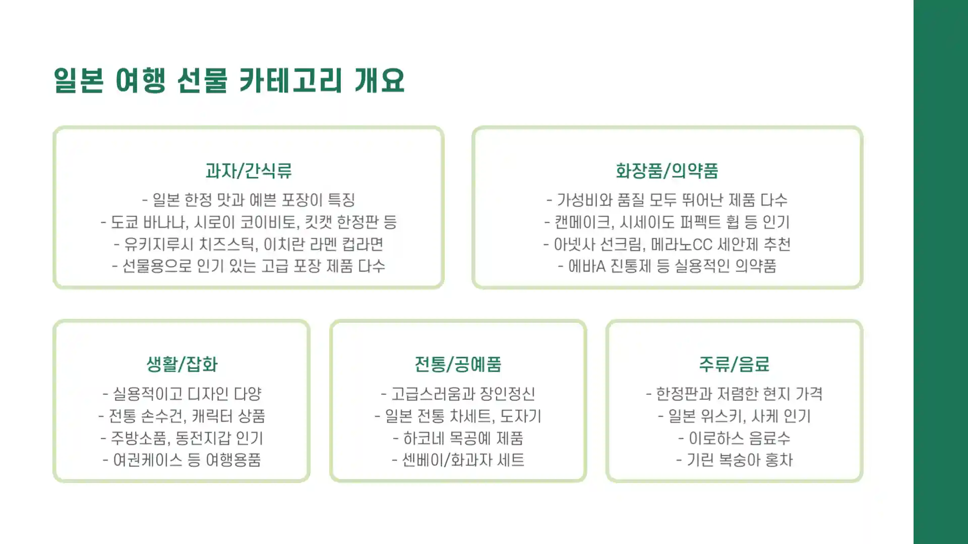 일본 여행 선물 리스트