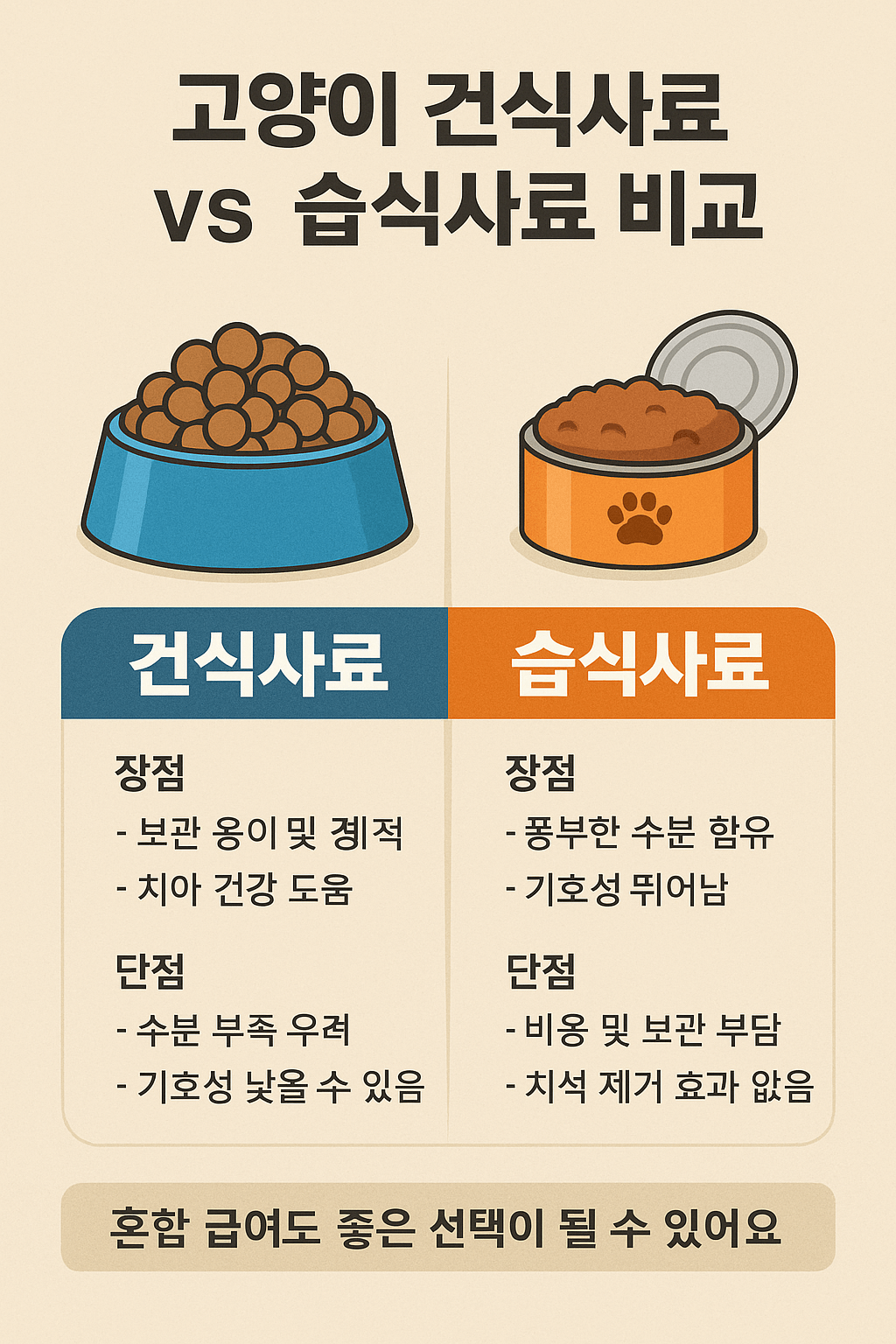 양이 건식사료와 습식사료 비교