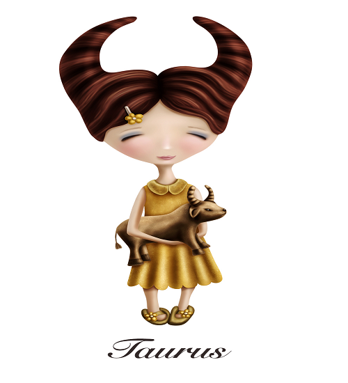 황소자리를 표현한 소녀 일러스트.