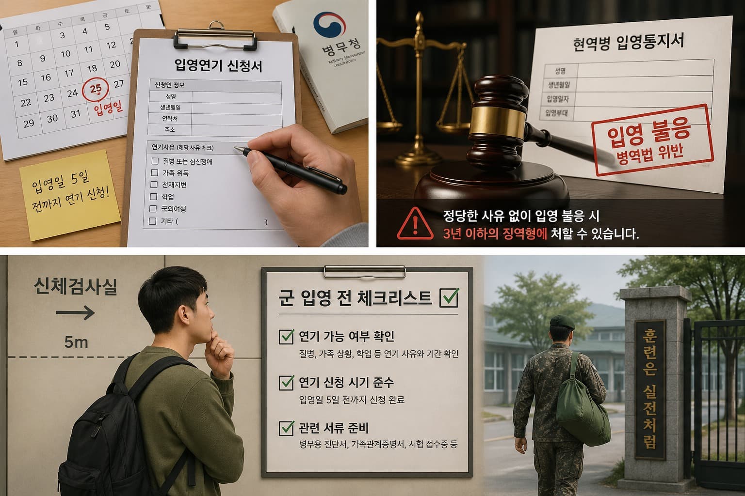 군대 입영통지서 받고 훈련소 안 가면 처벌? 입영연기 사유와 신청서류 정리