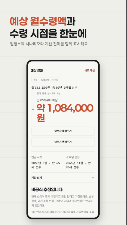 국민연금 예상수령액 조회, 예상 월수령액 계산