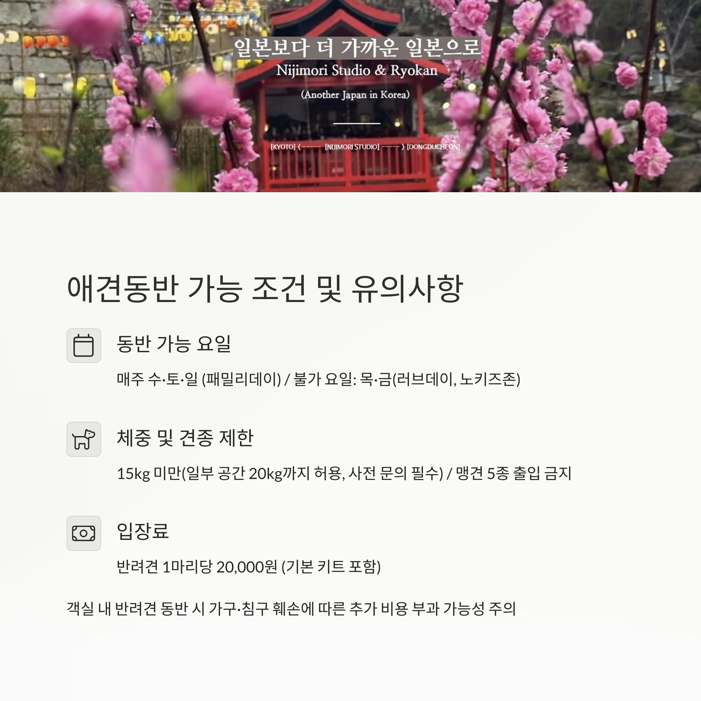 동두천 니지모리 스튜디오 애견동반 료칸