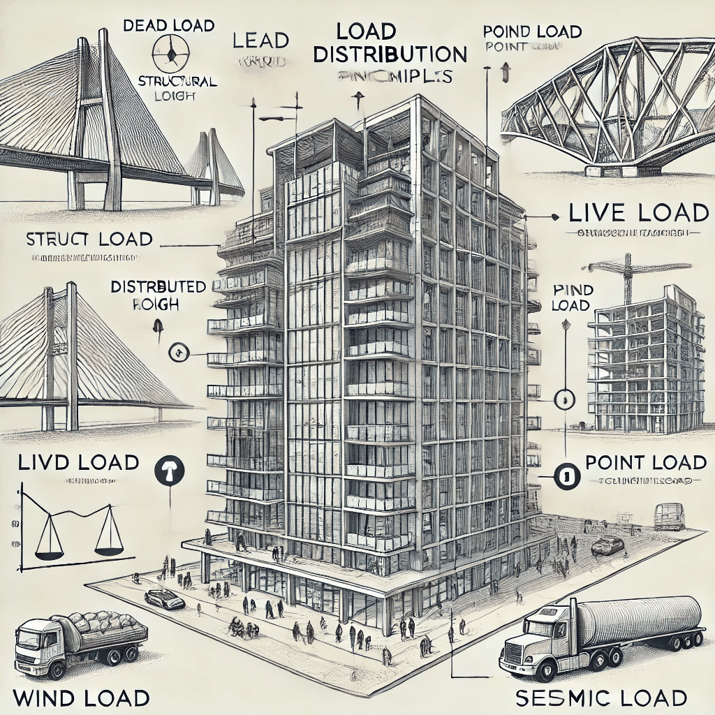 다양한 건물 구조의 하중을 묘사하는 이미지