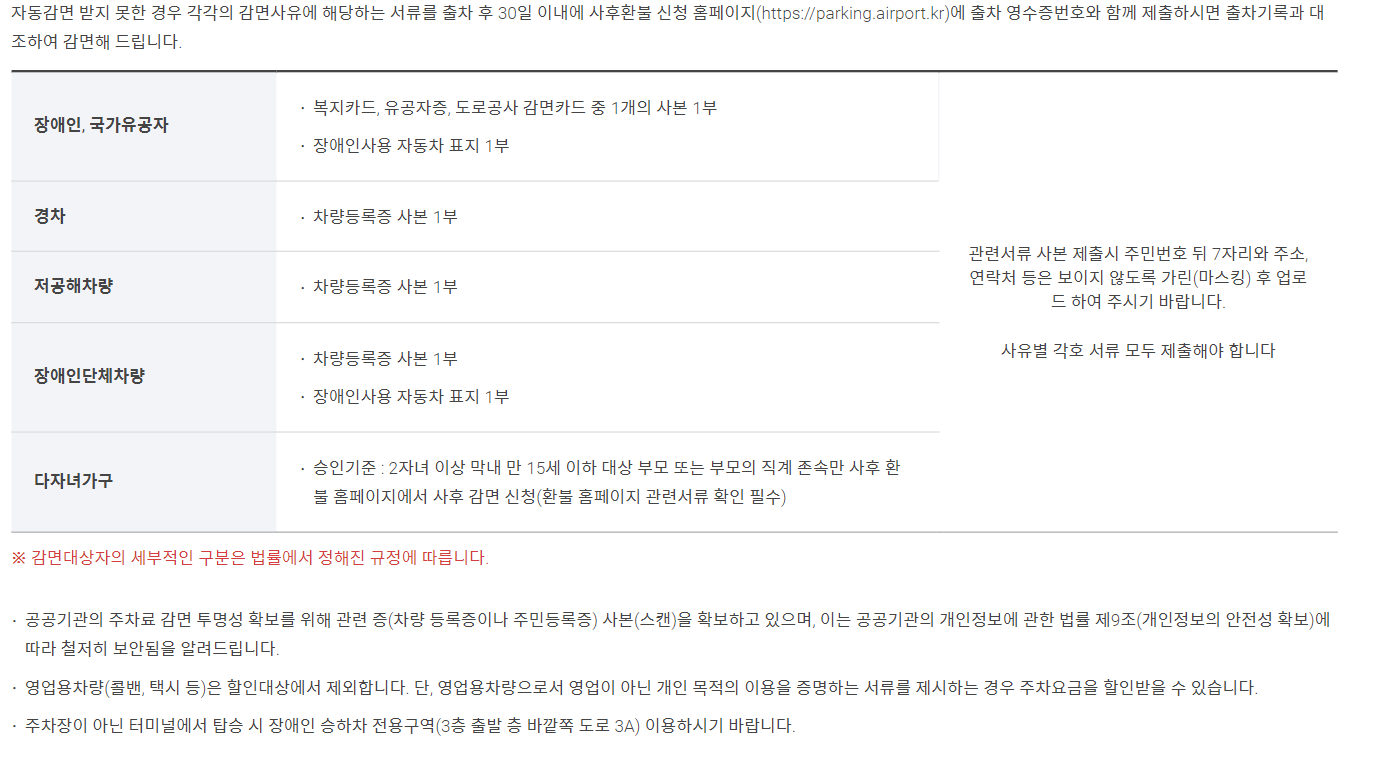 인천공항 주차장 할인 감면 가격 정보