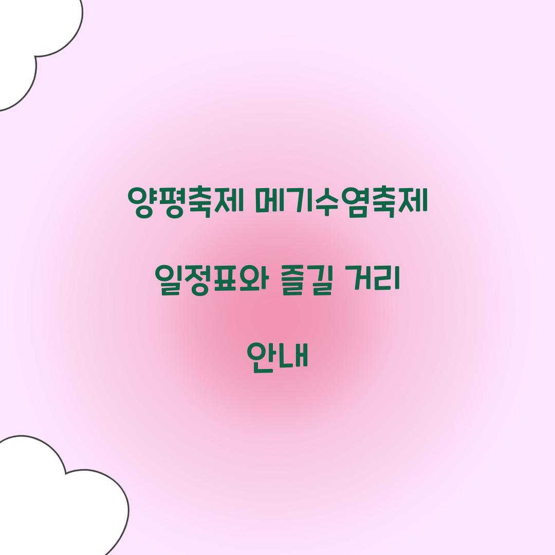 양평축제 메기수염축제 일정표