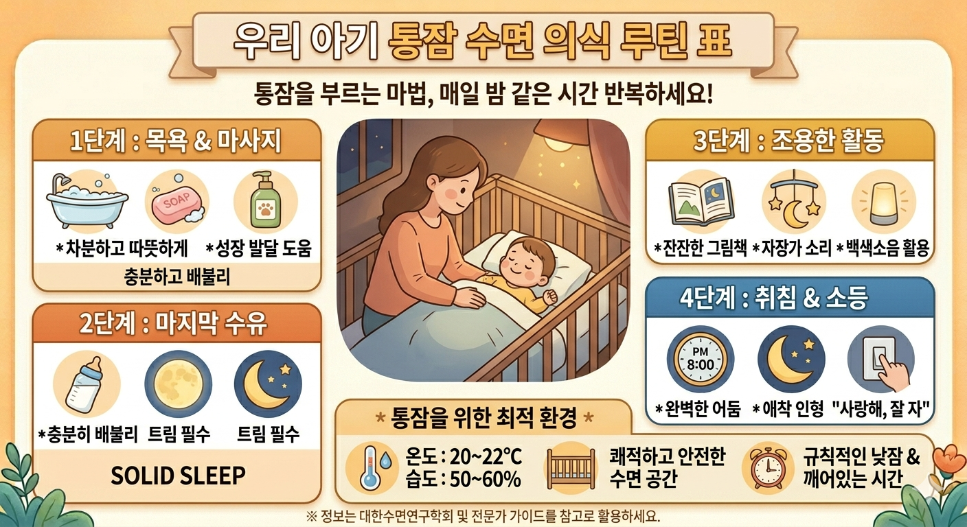 우리 아기 통잠 수면 의식 루틴 표
