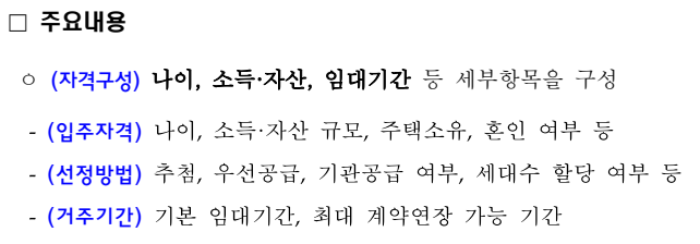 지역제안형 특화주택 주요내용
