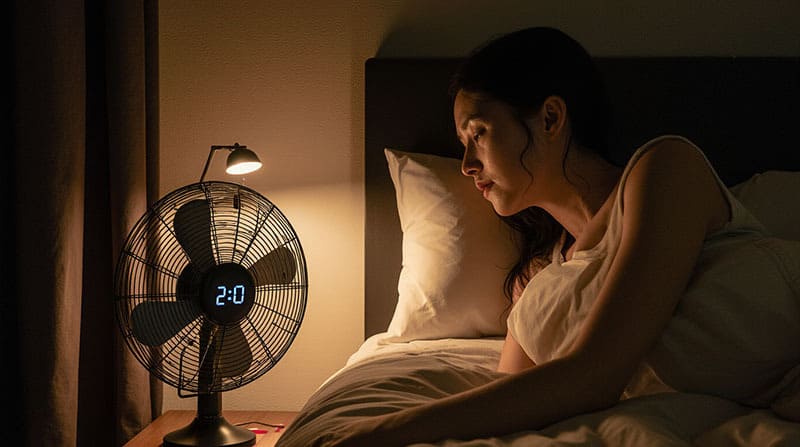 열대야로 잠 못 이루는 여성